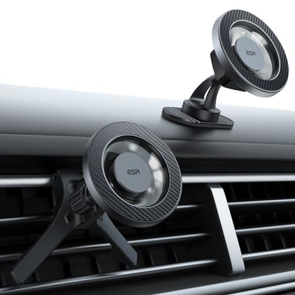ESR for MagSafe Car Mount, Car Phone Holder for iPhone 18 Pro Max/Duo/17-12 - color: Carbon Fiber Black
