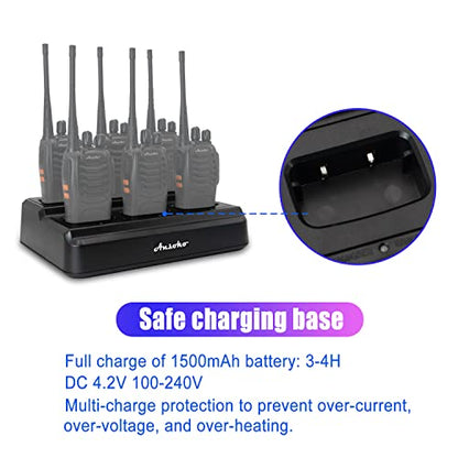6-Way Charger Multi-Unit Walkie Talkie Charger Organizer with 6 Charging Dock - Quick Charge for Baofeng BF-888S, Pxton PX-888S, Arcshell AR-5, Ansoko A-8S