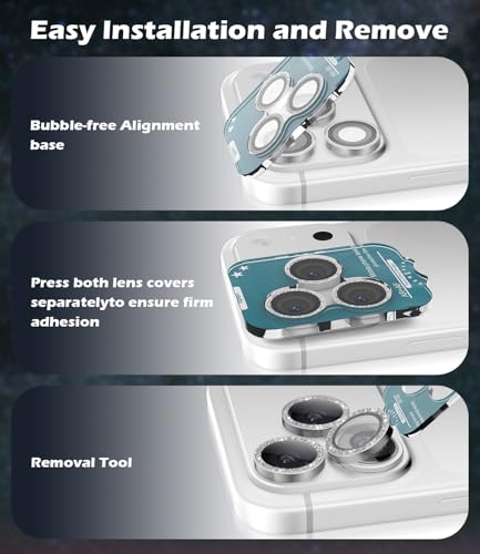 imluckies Camera Lens Protector for iPhone 17 Pro/iPhone 17 Pro Max - color: Bling Gray