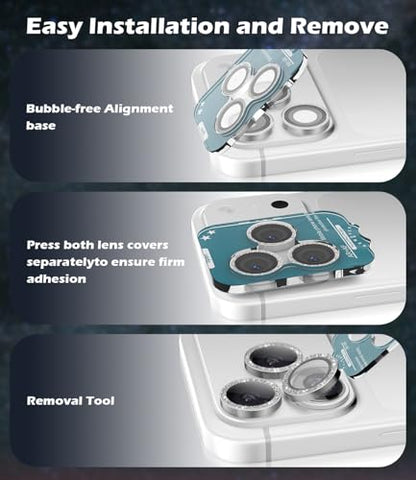 imluckies Camera Lens Protector for iPhone 17 Pro/iPhone 17 Pro Max - color: Bling Gray