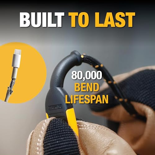 DEWALT Heavy Duty USB C Cable (USB 2.0, Black, 1 feet) - size: 1 ft