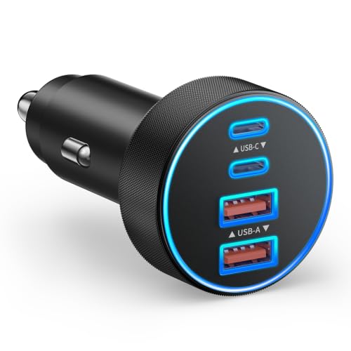 Car Charger USB C, 4-Port 90W Super Fast Charging Car Phone Charger Adapter - style: 1Pack