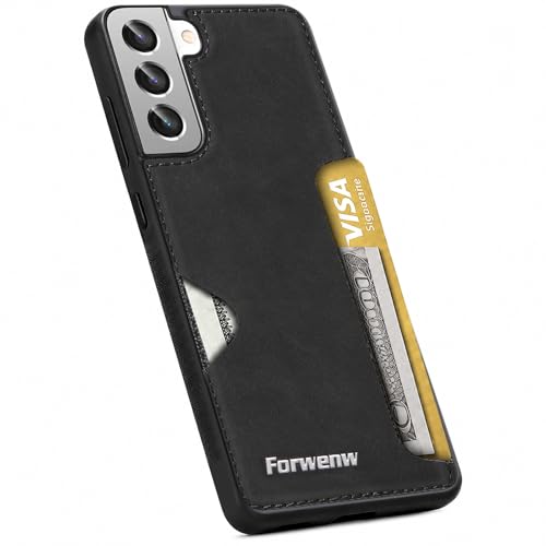 for Samsung Galaxy S21 Case with Card Slot, Leather Back Shockproof Protection Cover, Ultra-Thin Wallet Phone Case, for Samsung S21 5G Card Slot Case with Card Holder (Black) - color: Black, size: S21