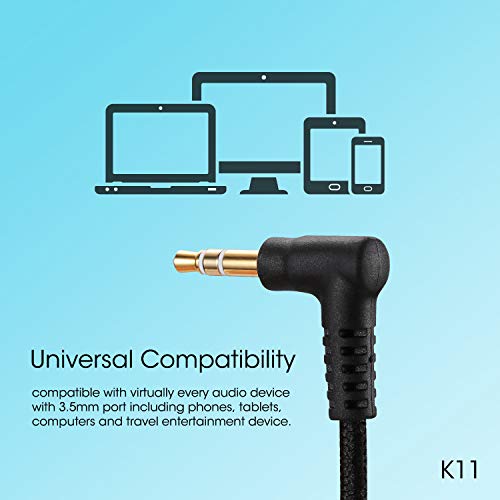 noot products K11 Kids Headphones Wired 3.5mm Jack Stereo Tangle-Free Black - color: Black