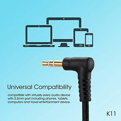 noot products K11 Kids Headphones Wired 3.5mm Jack Stereo Tangle-Free Black - color: Black