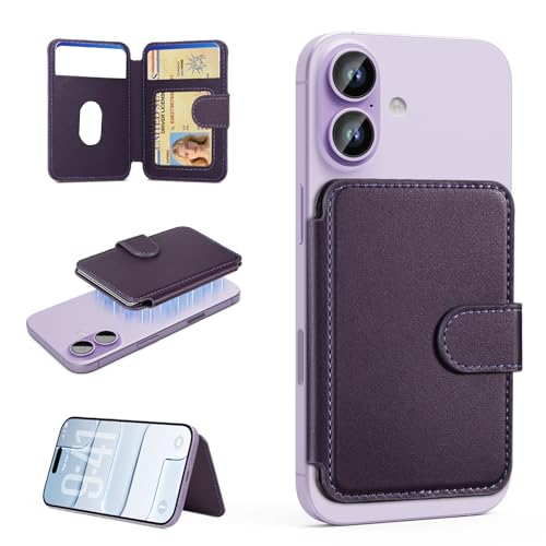 for MagSafe Wallet, Magnetic Phone Wallet RFID Blocking, 4 Card Holder - color: Purple