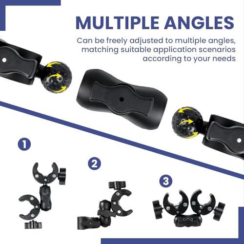 INNOLIFE Double Ball Head Camera Clamp - Adjustable Mounting Bracket with Pliers-Style Grips for Photo Studio Equipment, Light Stands, Reflectors, Monitors, and Golf Cart Crossbars（6inch）