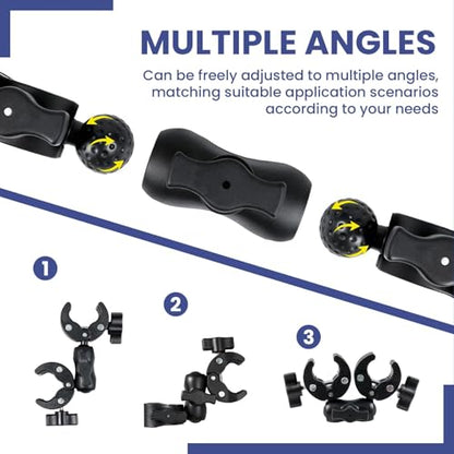 INNOLIFE Double Ball Head Camera Clamp - Adjustable Mounting Bracket with Pliers-Style Grips for Photo Studio Equipment, Light Stands, Reflectors, Monitors, and Golf Cart Crossbars（6inch）
