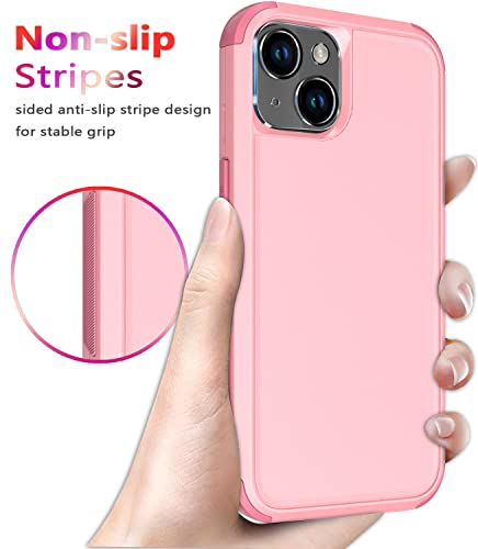 Diverbox for iPhone 14 Case [Shockproof] [Dropproof] [Tempered Glass Screen + Camera Lens Protector],Heavy Duty Protection Phone Case Cover for Apple iPhone 14 (Pink) - color: PINK-3in1