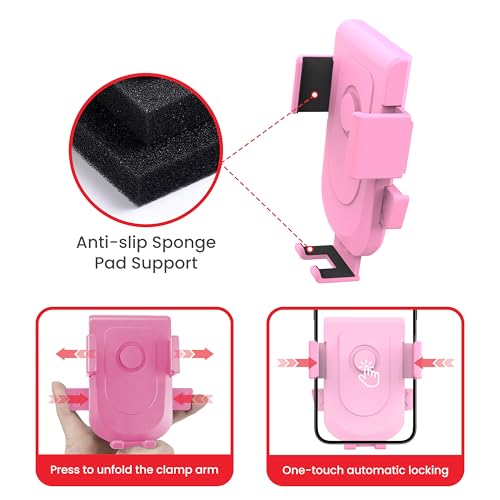 Baby Stroller Phone Holder, Universal Handlebar Phone Mount Pink