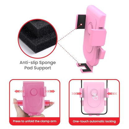 Baby Stroller Phone Holder, Universal Handlebar Phone Mount Pink