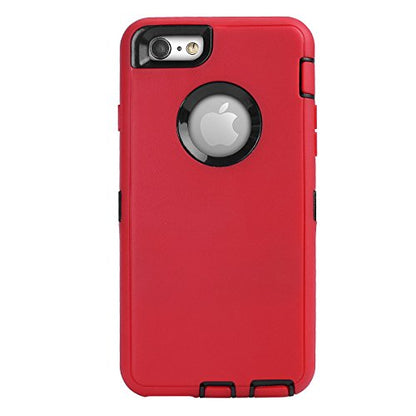 AICase iPhone 6 Case, iPhone 6S Case [Heavy Duty] Built-in Screen Protector Tough 3 in 1 Rugged Shorkproof Cover for Apple iPhone 6/6S (Black/Red) - color: Black/Red