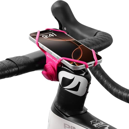 Bike Phone Mount for Handlebar – Scratch-Free Silicone Holder with Anti-Slip Grip, Universal Cycling Phone Stand Compatible with iPhone/Samsung (4.0"-7.2"),Horizontal & Vertical Installation