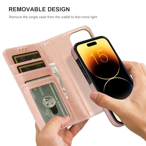 Bocasal for MagSafe Wallet Case Card Holder for iPhone 15 Pro, Rose Gold - color: Rose Gold for MagSafe