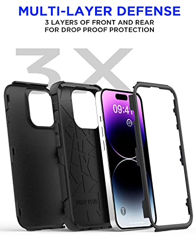 AICase for iPhone 14 Pro Max Case(6.7") Case,Heavy Duty 3-Layer Rugged Pocket-Friendly Phone Cover,Durable Military Grade Protection Shockproof/Drop Proof/Dust-Proof Protective for iPhone 14 Pro Max - color: Black