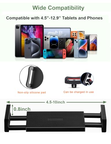 Tablet Floor Stand, Overhead Bed Phone Stand with 8.8 lb Super Stable Base & Angle/Height Adjustable, Compatible with 4.5''-13'' iPhone, iPad Pro 12.9, Galaxy Tab, Kindle, Phones