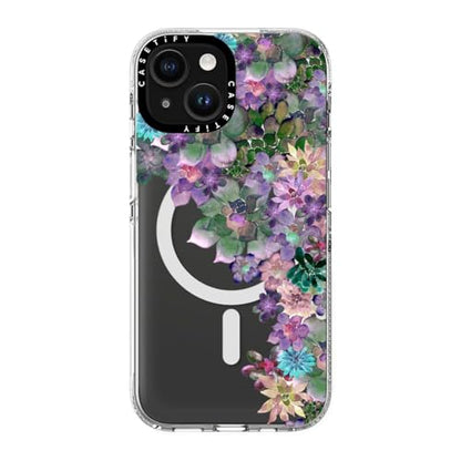 CASETiFY for iPhone 15 Case - Impact Clear Compatible with MagSafe | Not Yellowing | 6.6 ft. 3X Military Grade Drop Protection | MY SUCCULENT GARDEN | Clear - color: MY SUCCULENT GARDEN, size: Iphone 15 (6.1")