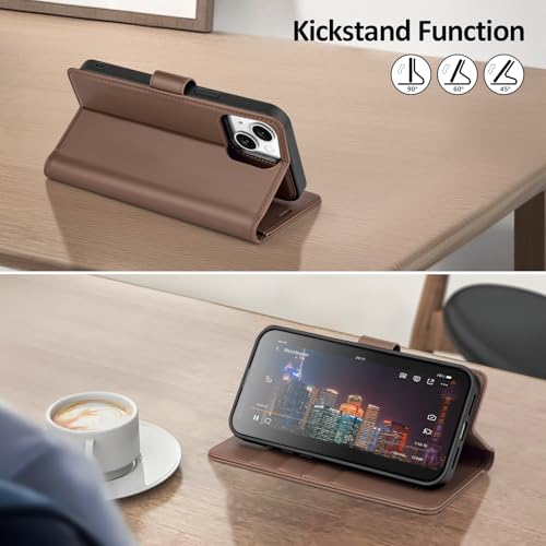 Shieldtop Compatible with MagSafe iPhone 13 Wallet Case,Coffee - color: Coffee, size: iPhone 13 - 6.1"