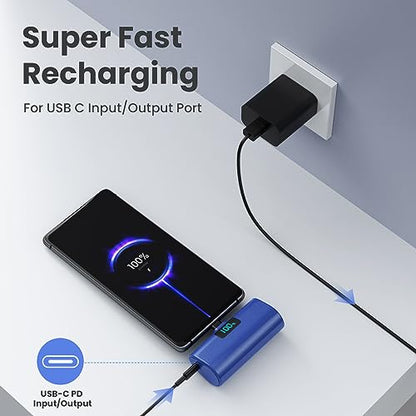 [2-Pack]Portable Charger for iPhone 16/15 Series,6000mAh PD USB C Power Bank Built-in USB-C Connector,Battery Pack Compatible with iPhone 16/16 Plus/16 Pro/16 Pro Max/15 Series,Android (Black+Blue) - color: Black+Blue
