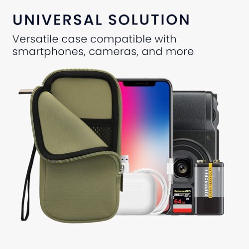 kwmobile Universal Phone Pouch Size XL - 6.7/6.8" - Neoprene Smartphone Pouch with Zip - Water-Repellent Mobile Phone Case - Sleeve in Gray Green