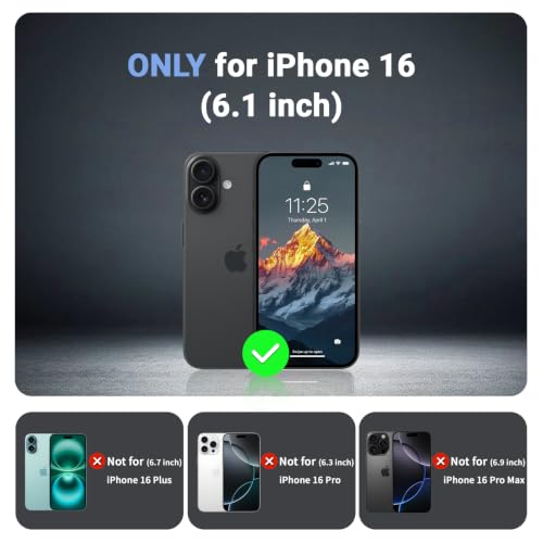 jaroco Magnetic for iPhone 16 Case Heavy Duty Protection Black | Compatible with MagSafe,Military Grade Drop Protection,Translucent Matte,Non-Slip,Shockproof 2-Layer Durable Bumper Case - color: Black, size: iPhone 16