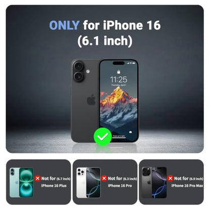 jaroco Magnetic for iPhone 16 Case Heavy Duty Protection Black | Compatible with MagSafe,Military Grade Drop Protection,Translucent Matte,Non-Slip,Shockproof 2-Layer Durable Bumper Case - color: Black, size: iPhone 16