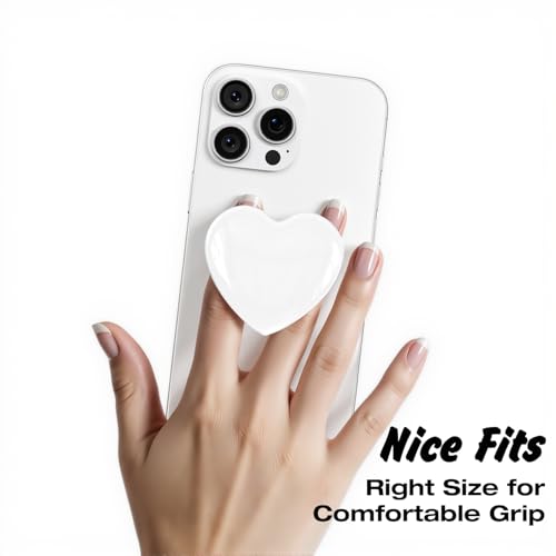 Svanove Heart Adhesive Phone Grip Holder, Cute Collapsible Glass Stick Phone Grip Stand Expanding Kickstand for iPhone Samsung Phones Accessories, 3D Crystal Pretty Glitter Love Sticky Grips, White - color: White, style: Adhesive
