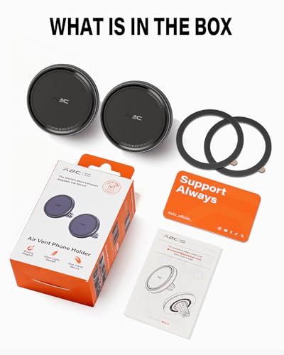 A2C 2 Pack Slim Magnetic Phone Holder for Car, Rental Car Essentials Travel - style: 2-Pack