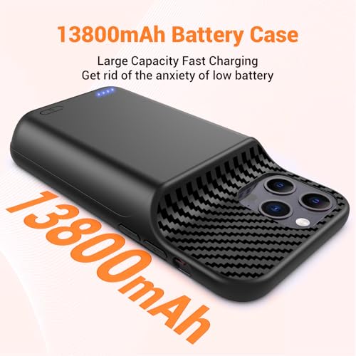 Battery Case for iPhone 12 ProMax ,13 ProMax, 14 ProMax, 14 Plus (6.7 inch) 2026 Upgraded High Capacity 13800mAh Battery Pack Rechargeable Charger Charging Case with Tempered Glass Screen Protector - size: iPhone 12 ProMax