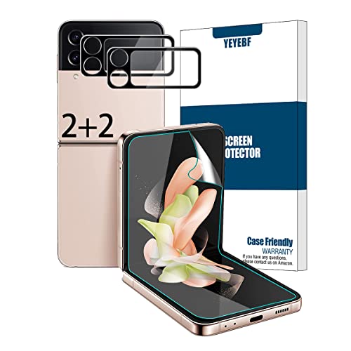 Galaxy Z Flip 4 5G Screen Protector + Camera Lens Protectors, [2+2 Pack] Full Coverage Screen Protector for Galaxy Z Flip 4 [Case-Friendly][Anti-Shatter][3D Glass] - size: Galaxy Z Flip 4 5G
