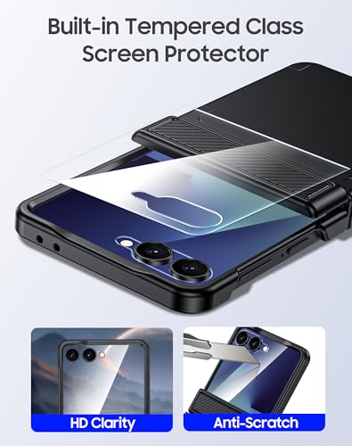 GooseBox for Samsung Galaxy Z Flip 7 Case Wallet RFID Card Holder&Hinge Protection&HD Screen Protector, Full Body Shockproof Cover for Galaxy Z Flip 7(Black) - color: Flip7-Black