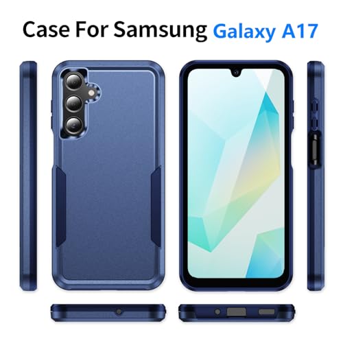 Phone Case for Samsung Galaxy A17 5G Case, Samsung A17 5G Case with Tempered Glass Screen Protector, Soft TPU Hard Back Double Layer Phone Cover (Navy Blue) - color: Navy Blue