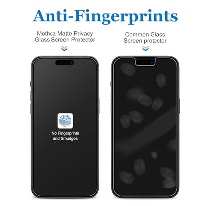 Mothca Matte Privacy Screen Protector for iPhone 15 Pro [6.1 inch] with Easy Installation Tool, Anti Spy Anti Glare Full Coverage Tempered Glass Film, Anti-Fingerprint, Case Friendly, Smooth as Silk