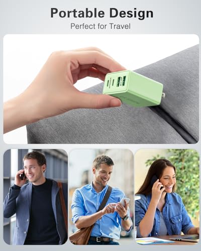 KOUEMGI 2-Pack 40W 4-Port USB C Fast Charging Block (Green), Dual PD+QC Charger Cube for iPhone 15/15 Plus/15 Pro/15 Pro Max, iPad, Samsung, LG, Google Pixel - color: 2-Pack Green