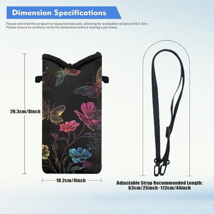 Women Men Small Crossbody Phone Bag Cellphone Pouch with Adjustable Shoulder Strap Neoprene Waterproof Mini Satchel Pouch for Travel, Walking, Beach, Floral Butterfly Black - color: Floral Butterfly Black