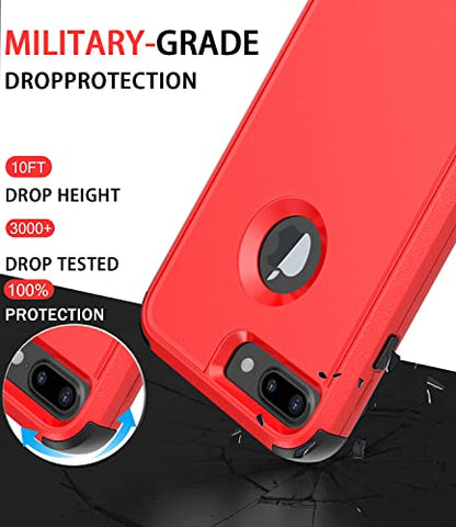 Diverbox for iPhone 8 Plus Case, iPhone 7 Plus Case [Shockproof] [Dropproof] [Dust-Proof],Heavy Duty Protection Phone Case Cover for Apple iPhone 8 Plus & 7 Plus (Red) - color: Red