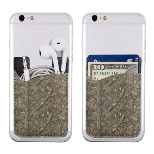 Brown Camo Army Wallet Cell Phone Camouflage Slim Leather Wallet Stick on Wallet Credit Card Sleeve Phone Adhesive Card Holder - color: Camo