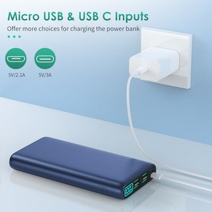 Portable Charger 38800mAh Power Bank with 5 Outputs & 2 Inputs,PD USB C In&Out Fast Phone Charging External Battery Pack Backup,Travel Essential Outdoor for iPhone 18/17/16,Android Samsung Galaxy-Navy - color: B-Navy