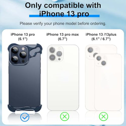 Frameless Phone Case Crafted for iPhone 13 Pro Blue - color: Aluminum Blue, size: iPhone 13 Pro