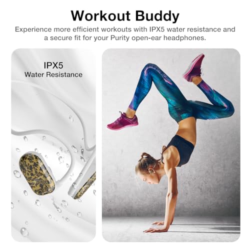 Purity Air Open Ear Headphones - True Air Conduction Wireless Bluetooth Open Ear Earbuds with Dual Mic for iPhone/Android - Secured Long Wearing Comfort, Sports Sweat Resistant (DTCE165) - color: Desert Camouflage