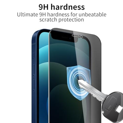 3 Pack Privacy Screen Protector for iPhone 12 Mini with 3 Pack Camera Lens Protector, 9H Hardness Double Shatterproof Anti-Spy Tempered Glass Film, Easy Installation - size: iPhone 12 Mini