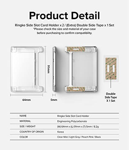 Ringke Side Slot Card Holder for Phone Case, Business Card Holder for Women, Men, ID Credit Card Holder Stick on, Phone Wallet Compatible with iPhone, Galaxy, and Pixel - Clear Mist (2 Pack) - color: Clear Mist (2 Pack)