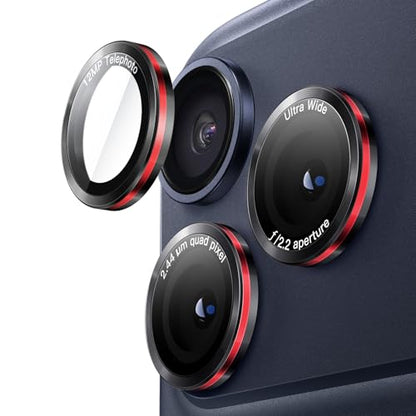 JETech Camera Lens Protector for iPhone 17 Pro/17 Pro Max, Black+Red, 1 Set - size: iPhone 17 Pro/17 Pro Max