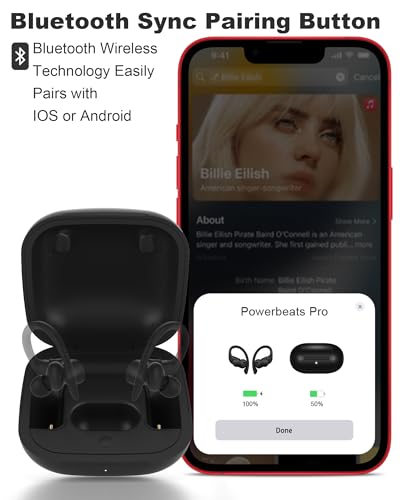 Charging Case Replacement for Powerbeats Pro: Beats Earbuds Charger Case with Bluetooth Pairing Sync Button, 700mAh Battery, Earbuds Not Included - color: Powerbeats Pro 1 Black