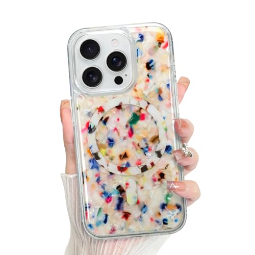 Bonoma for iPhone 15 Pro Max Case Marble Crystal Corner Sparkly Luxury Back | Magnetic Support for MagSafe Shockproof Cover, and High-Duty Protection for Girls Women - color: Marble-Color, size: iPhone 15 Pro Max