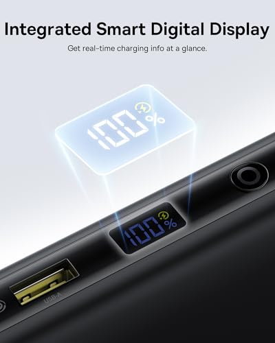 Baseus Portable Charger with Built in Cable, 100W Laptop Power Bank 20000mAh, Travel Essential Fast Charging USB C Battery Pack for MacBook, iPhone 18/17/16 Series, Samsung Galaxy S25/24, TSA-Approved - color: Dark Black