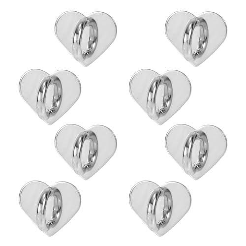 Gosknor 8pcs Heart Cell Phone Ring Holder, Cute Phone Charm Hooks Adhesive Smartphone Finger Ring Grip Sticky Metal Loop Stand for Cellphone Case Pad Tablet DIY Accessories (Silver) - color: silver
