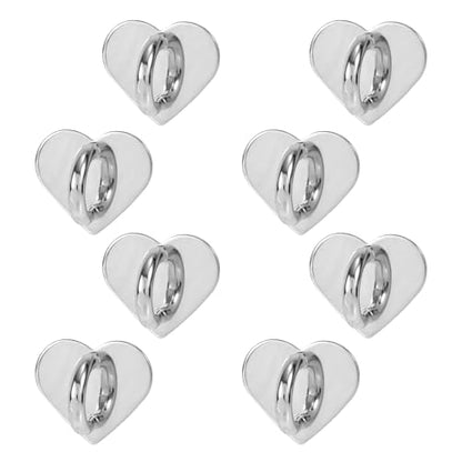 Gosknor 8pcs Heart Cell Phone Ring Holder, Cute Phone Charm Hooks Adhesive Smartphone Finger Ring Grip Sticky Metal Loop Stand for Cellphone Case Pad Tablet DIY Accessories (Silver) - color: silver