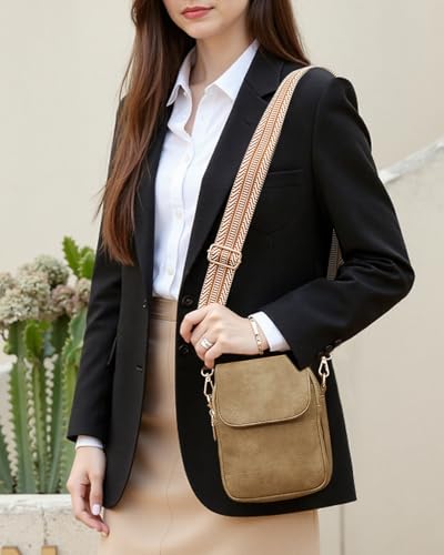Fashion Small Crossbody Bags for Women Trendy Designer Cell Phone Purses | Adjustable Straps,with Card Holder,Detachable Wristlet Strap,small Cross Body Bag for Woman,Mini Bags,Travel Purse,Work,Gym - color: Huashan Apricot