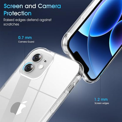 Clear Case for iPhone 12,[Not-Yellowing][Military Drop Protection] Soft Shockproof Transparent Phone Case, Ultra Slim & Thin Protective Case for iPhone 12-6.1"(Clear) - size: for iPhone 12